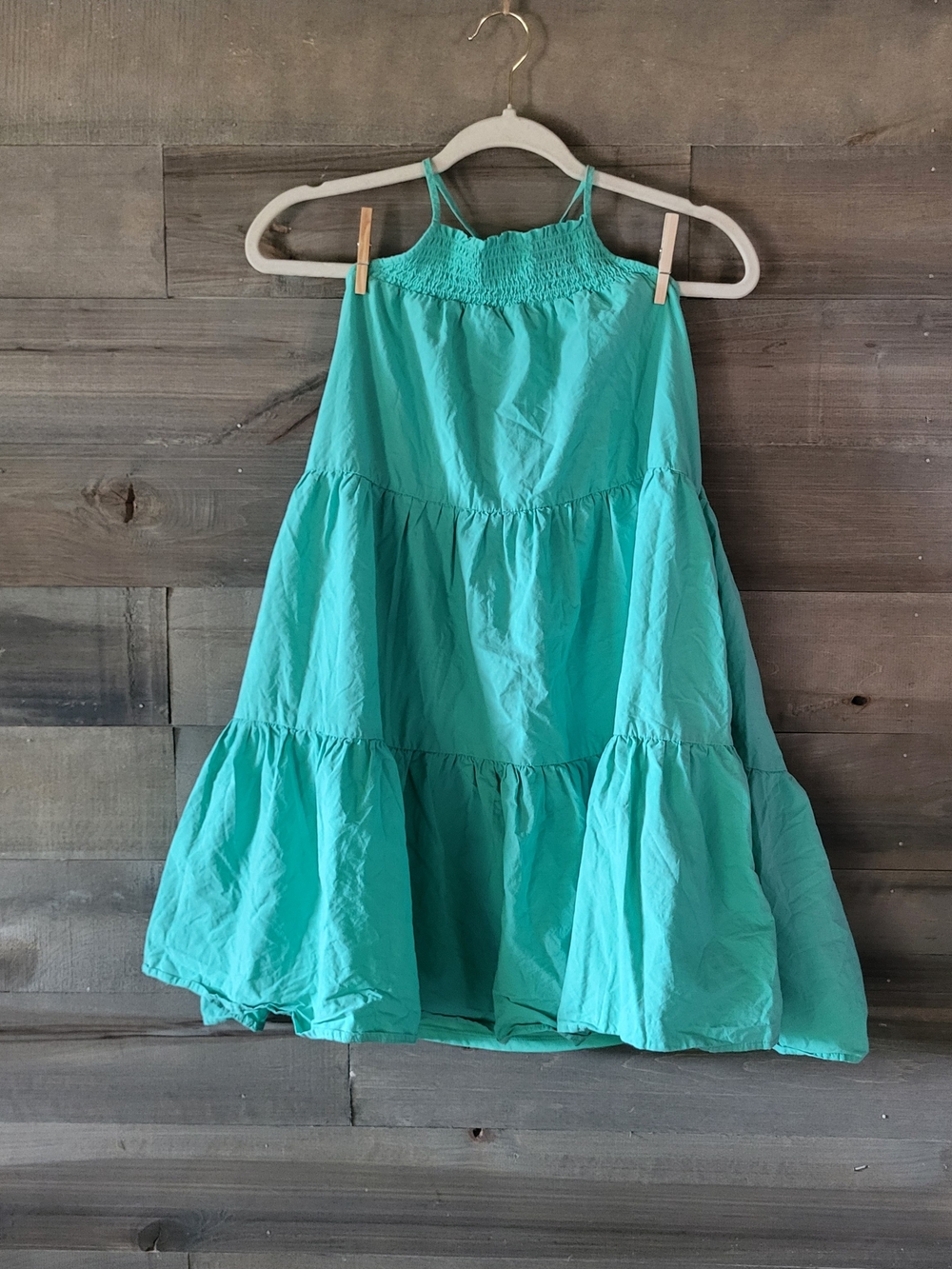 American Eagle Outfitters Turquoise Tiered Sundress Smocked Top, Tie Back Neck M